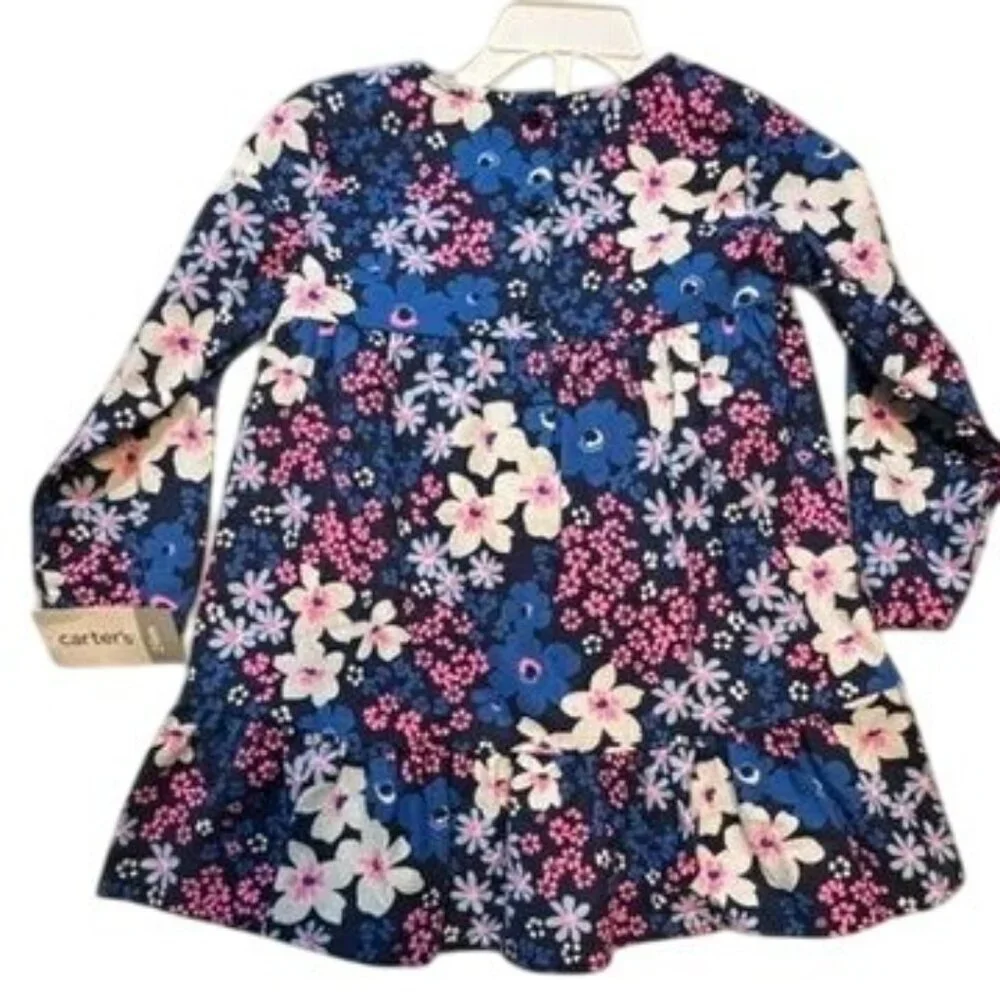 Carters Floral Navy Dress w/Panties 24 Mos Multi Long‎ Sleeves Baby Toddler NEW